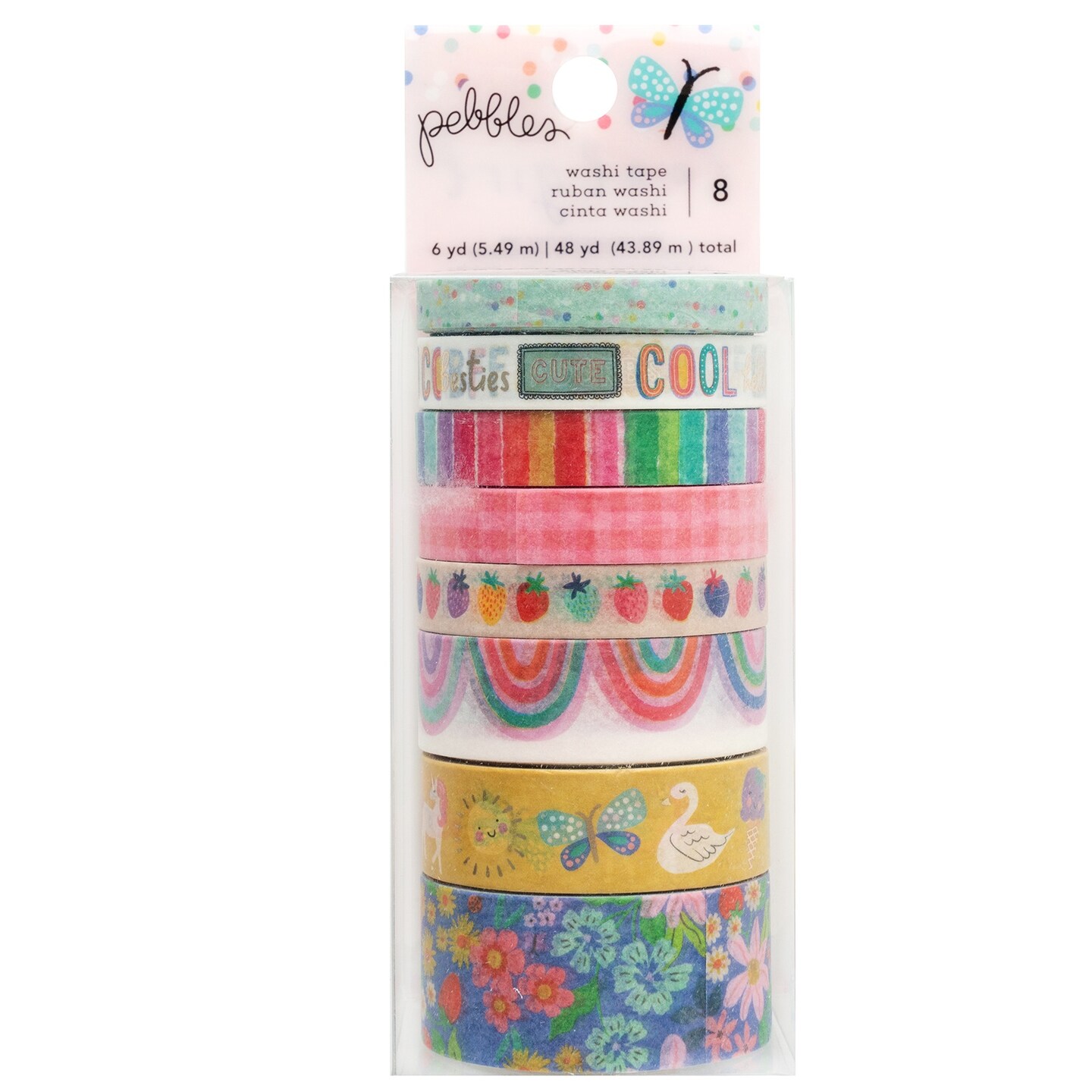 Pebbles Cool Girl Washi Tape 8/Pkg-Gold Foil