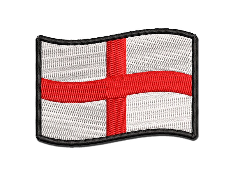 England with Waving Flag Cute Multi-Color Embroidered Iron-On or Hook &#x26; Loop Patch Applique