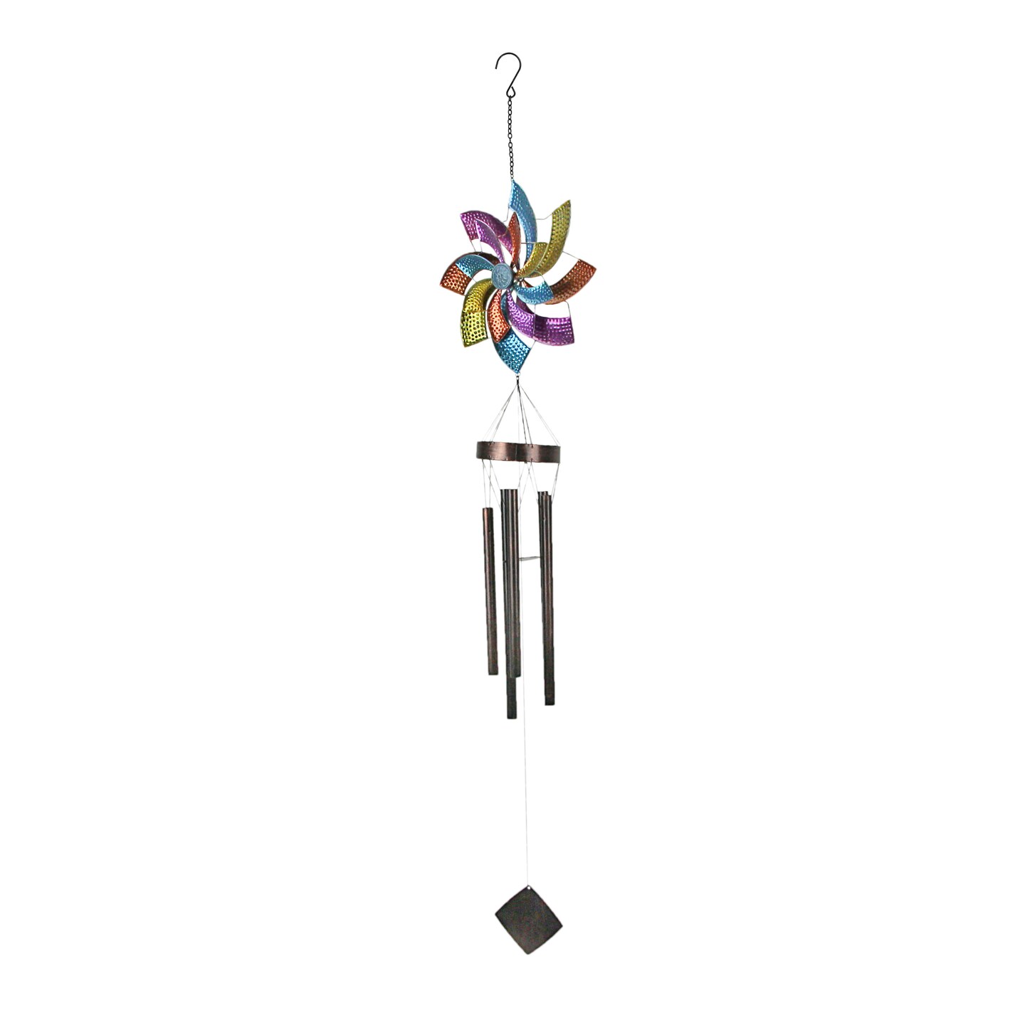 Metal Technicolor Wind Spinner Hanging Chimes Outdoor Decor Garden Patio Art