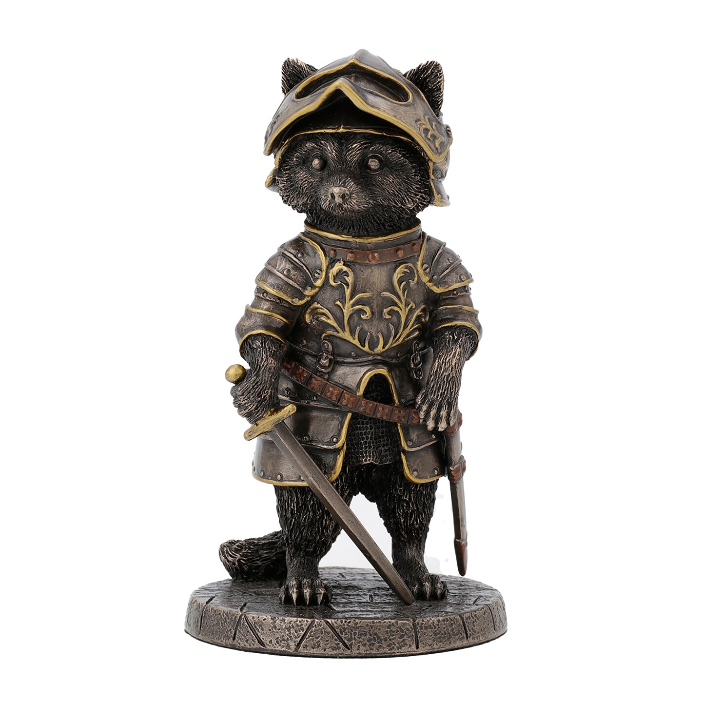 Sir Laveur Raccoon Man at Arms Animal Knight Cold Cast Bronze Finish Statue