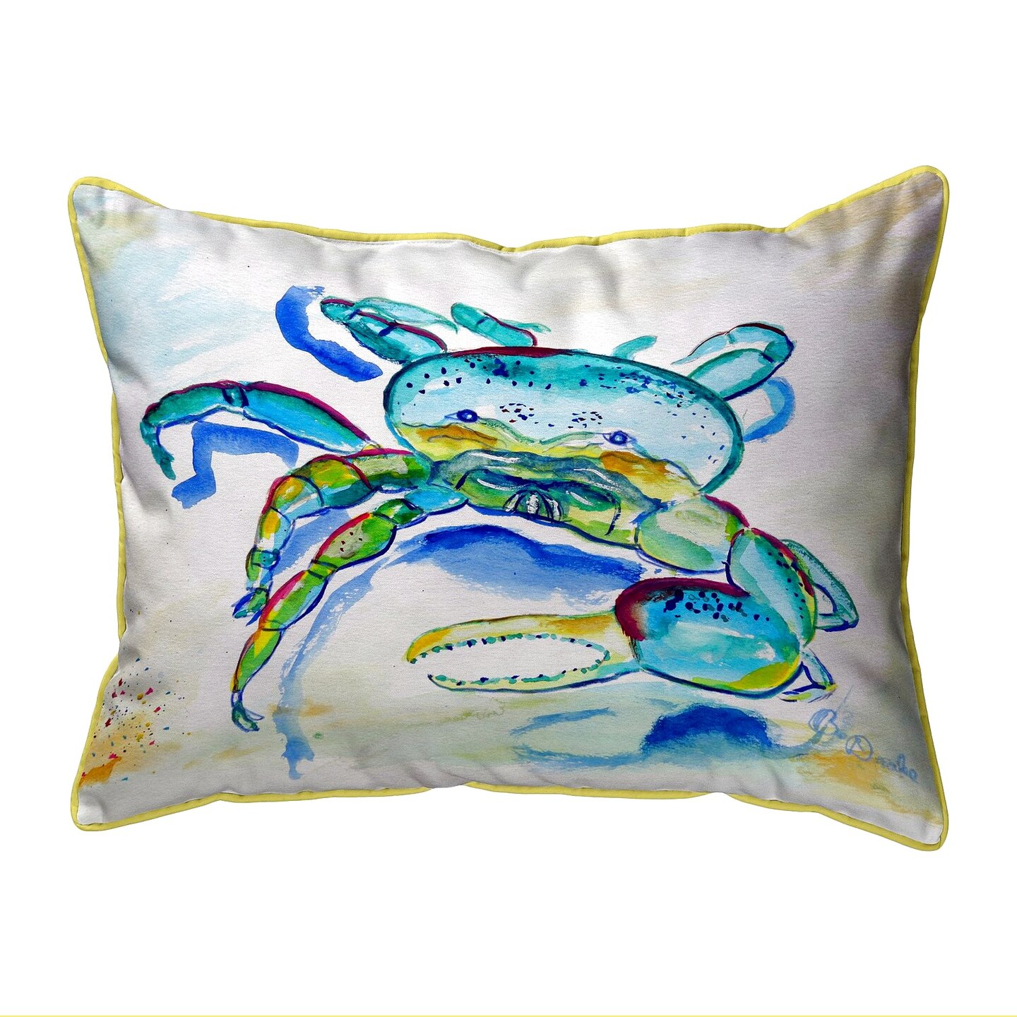 Betsy Drake Blue Fiddler Crab Large Indoor/Outdoor Pillow 16x20