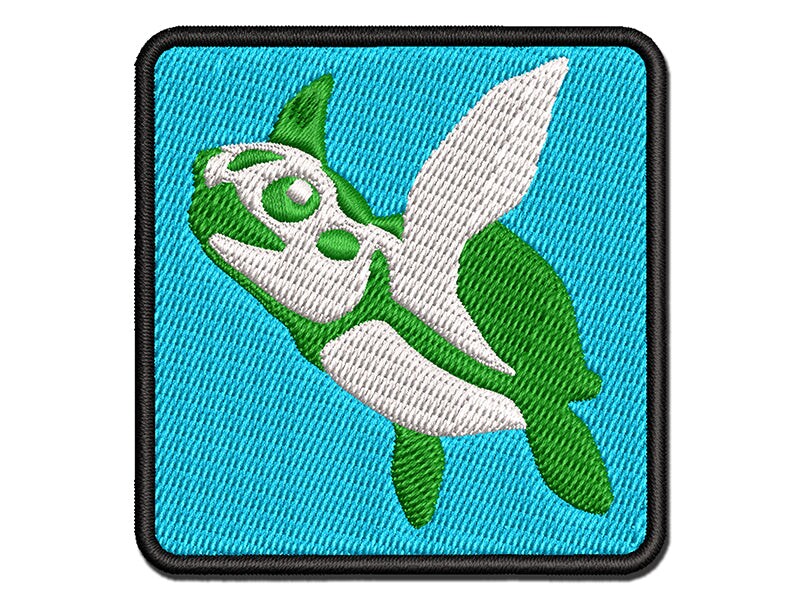 Baby Green Sea Turtle Swimming In Ocean Multi-Color Embroidered Iron-On ...