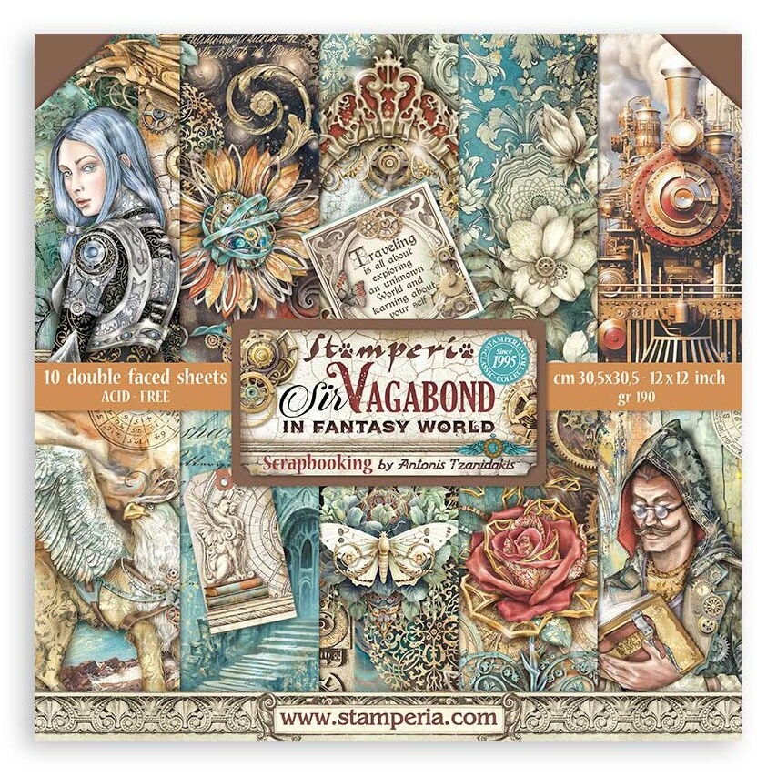 Stamperia Double-Sided Paper Pad 12&#x22;X12&#x22; 10/Pkg-Sir Vagabond In Fantasy World