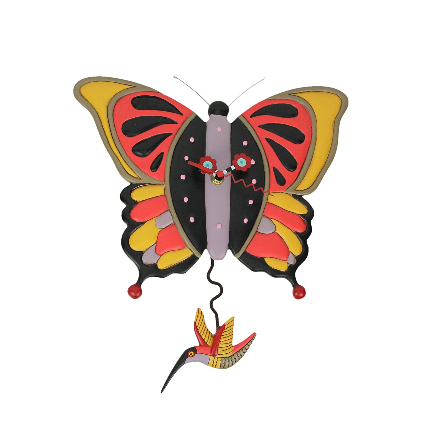 Allen Designs Flutterby Resin Butterfly Decorative Pendulum Wall Clock Home