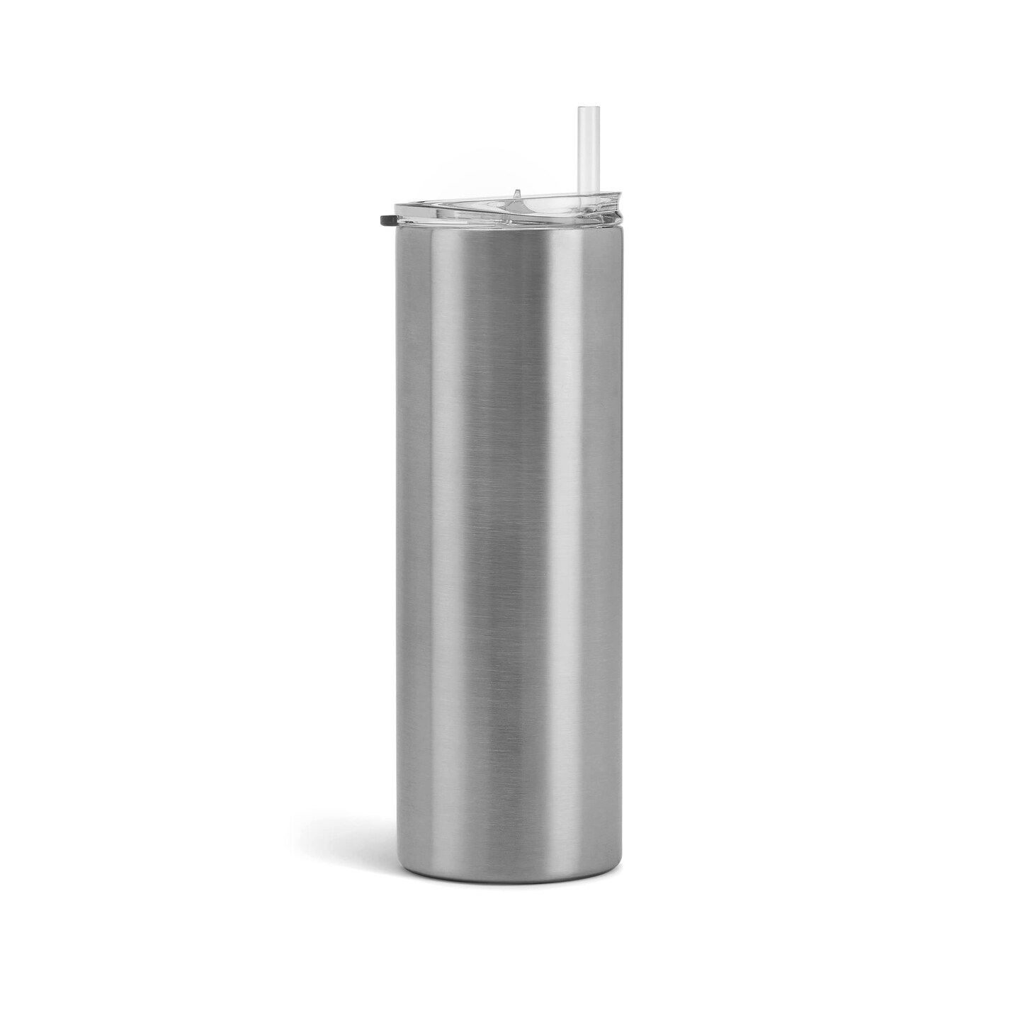 Makerflo 20 oz Skinny Stainless Steel Silver Tumbler with Lid &#x26; Straw | Craft-Ready for DIY Gifts &#x26; Personalization (Epoxy, UV DTF, Vinyl, and Laser Engraving) - Not for Sublimation