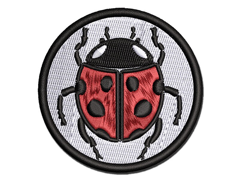 Ladybug Drawing Multi-Color Embroidered Iron-On or Hook &#x26; Loop Patch Applique