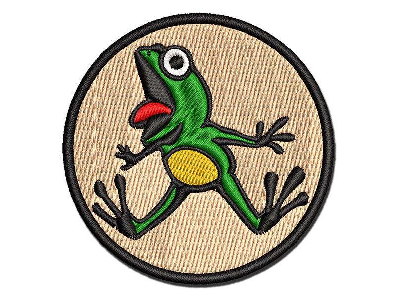 Frog Leaping from Shock and Surprise Multi-Color Embroidered Iron-On or  Hook & Loop Patch Applique