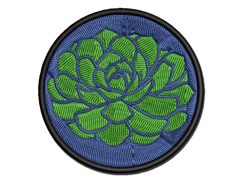 Echeveria Elegans Succulent Plant Mexican Snow Ball Multi-Color Embroidered Iron-On or Hook &#x26; Loop Patch Applique