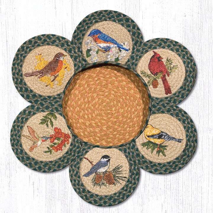 Earth Rugs TNB-365 Song Birds Trivets in a Basket 10&#x22; x 10&#x22;