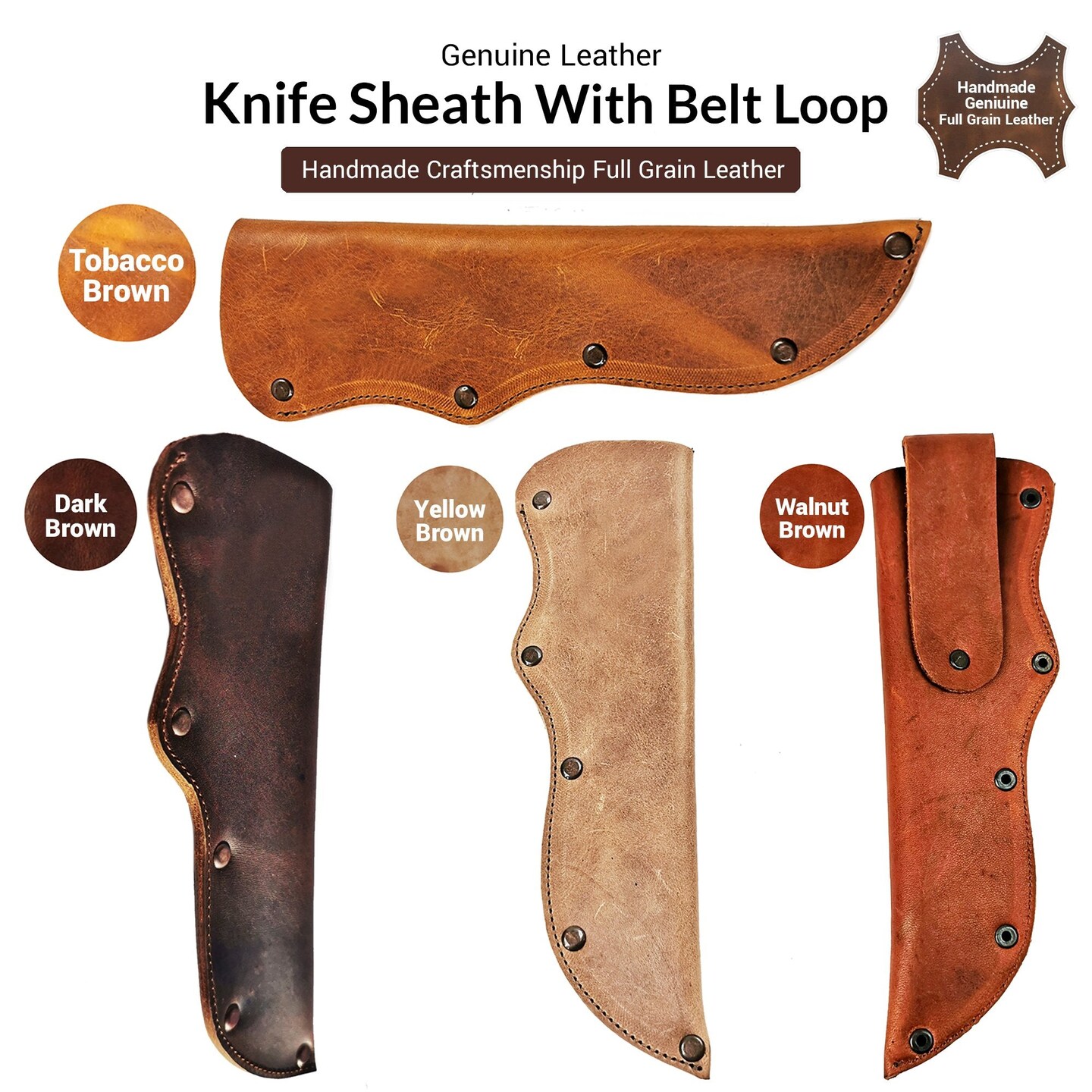 ELW Full Grain Leather Mora Knife Sheath with Belt Loop Protect Fixed