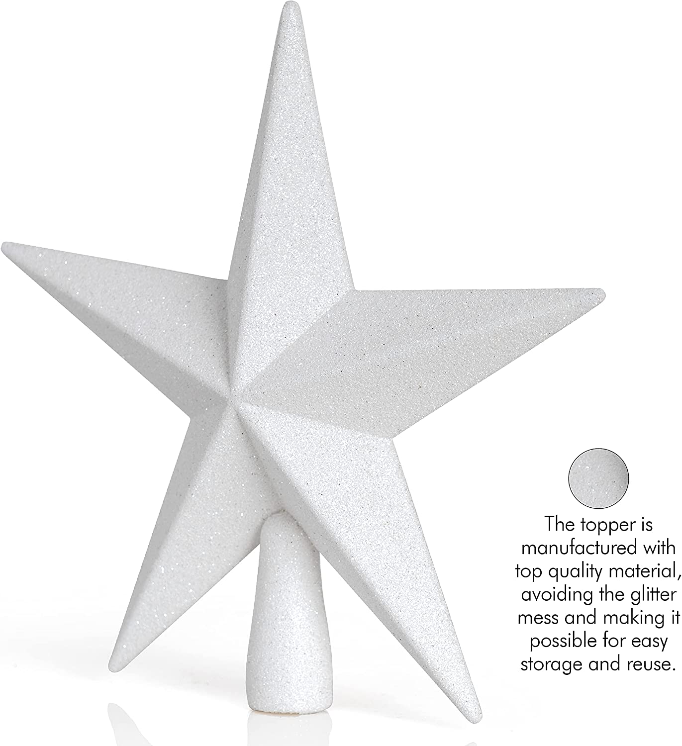 Ornativity Glitter Star Tree Topper - Christmas White Decorative Holiday Bethlehem Star Ornament