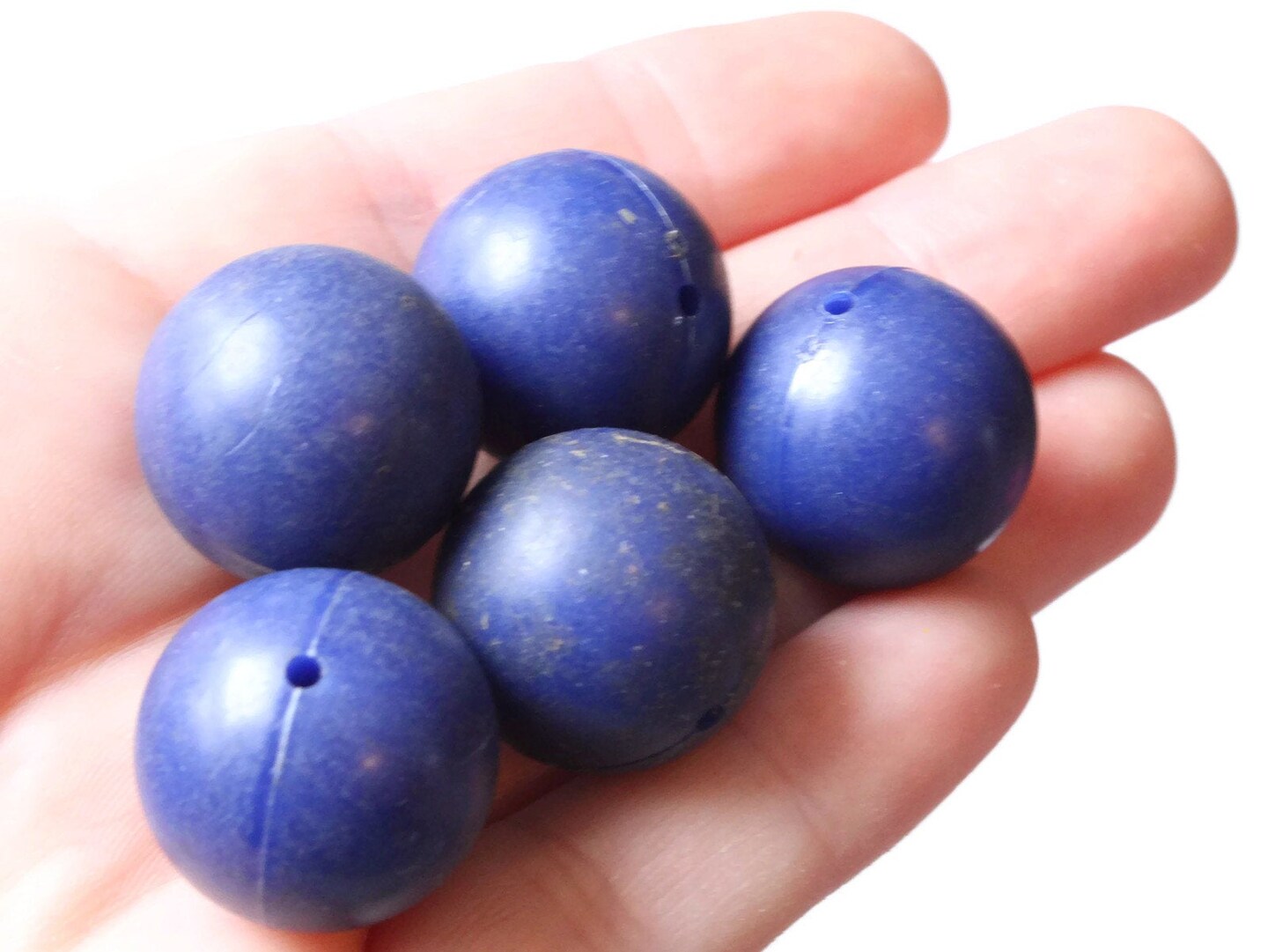 12 20mm Round Blue Vintage Plastic Beads New Old Stock Ball Beads Loose Large Plastic Beads