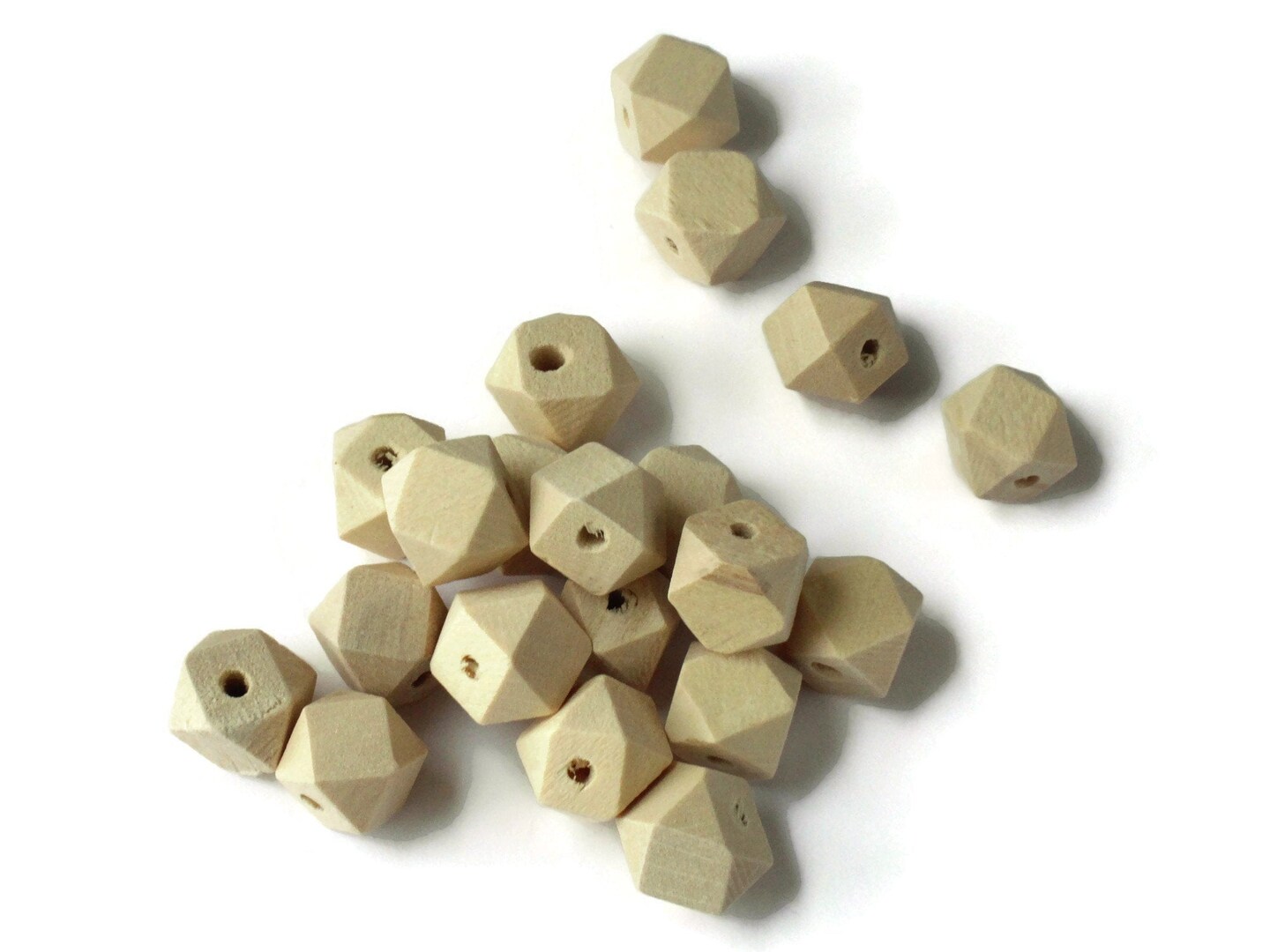 20 12mm Faceted Cube Raw Wood Beads Light Brown Wooden Beads