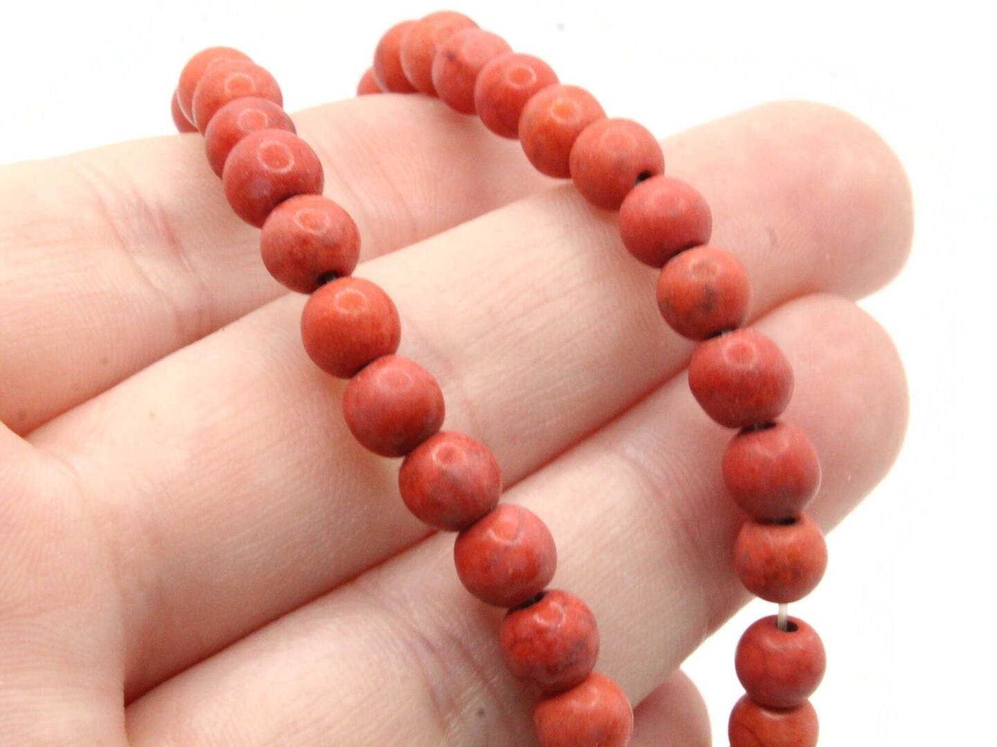 65 5mm to 6mm Round Dyed Red Howlite Stone Beads