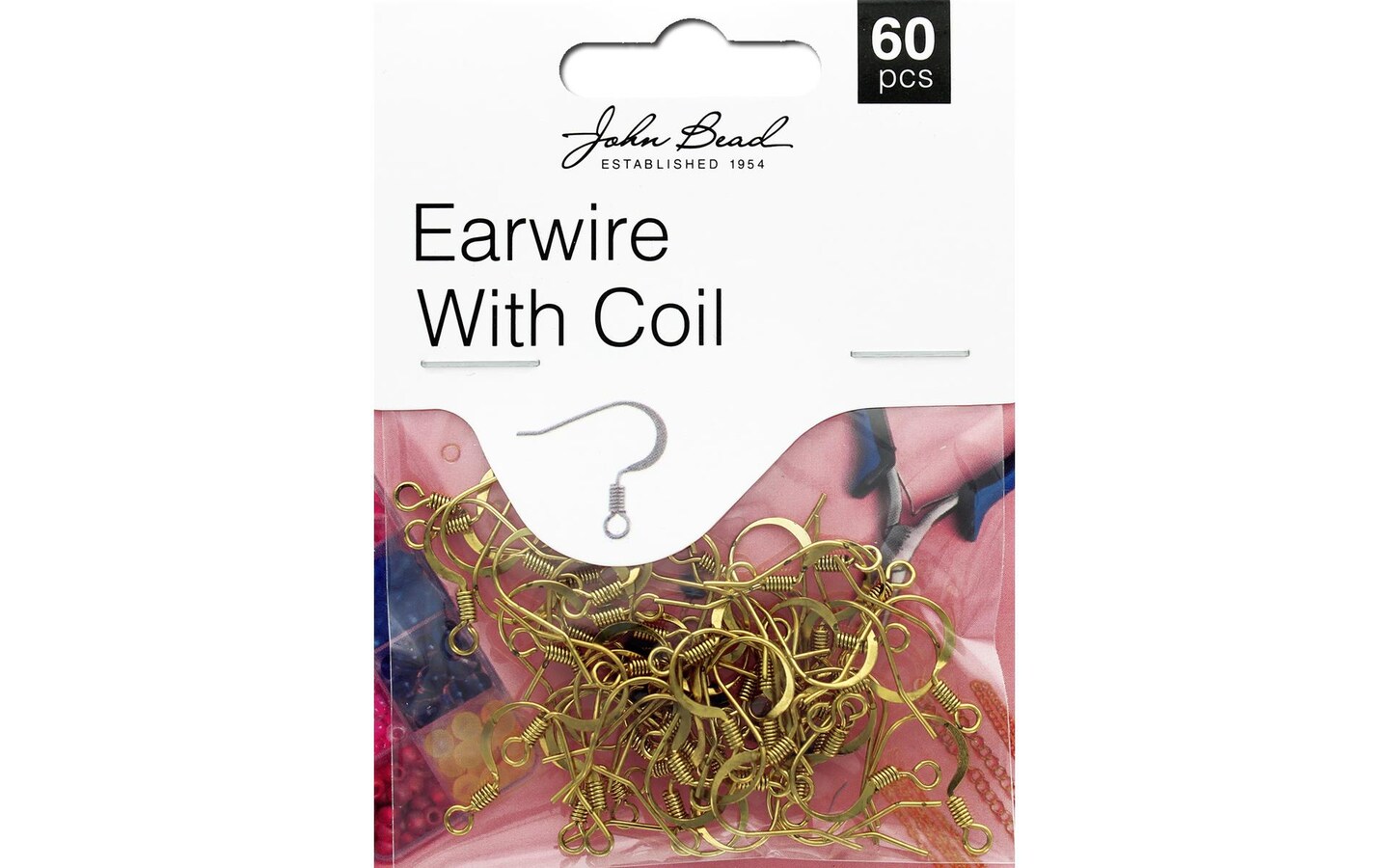 John Bead Mhf Earwire W/Coil A Gold 60Pc