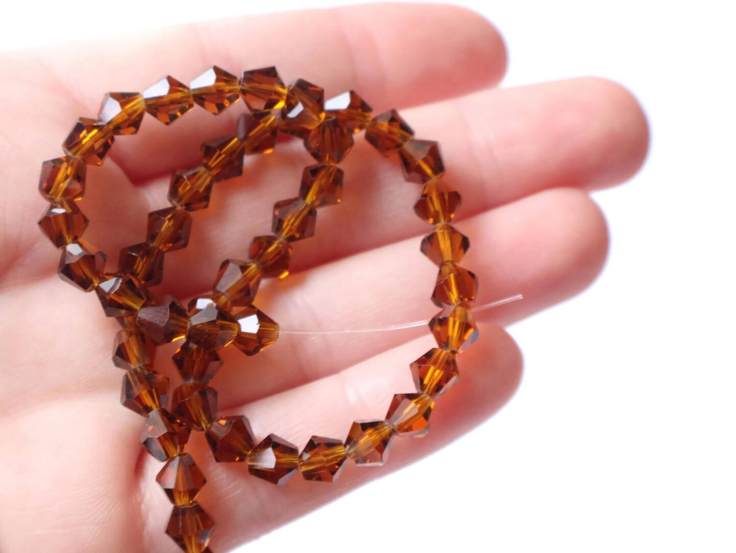 50 6mm Brown Crystal Faceted Bicone Beads