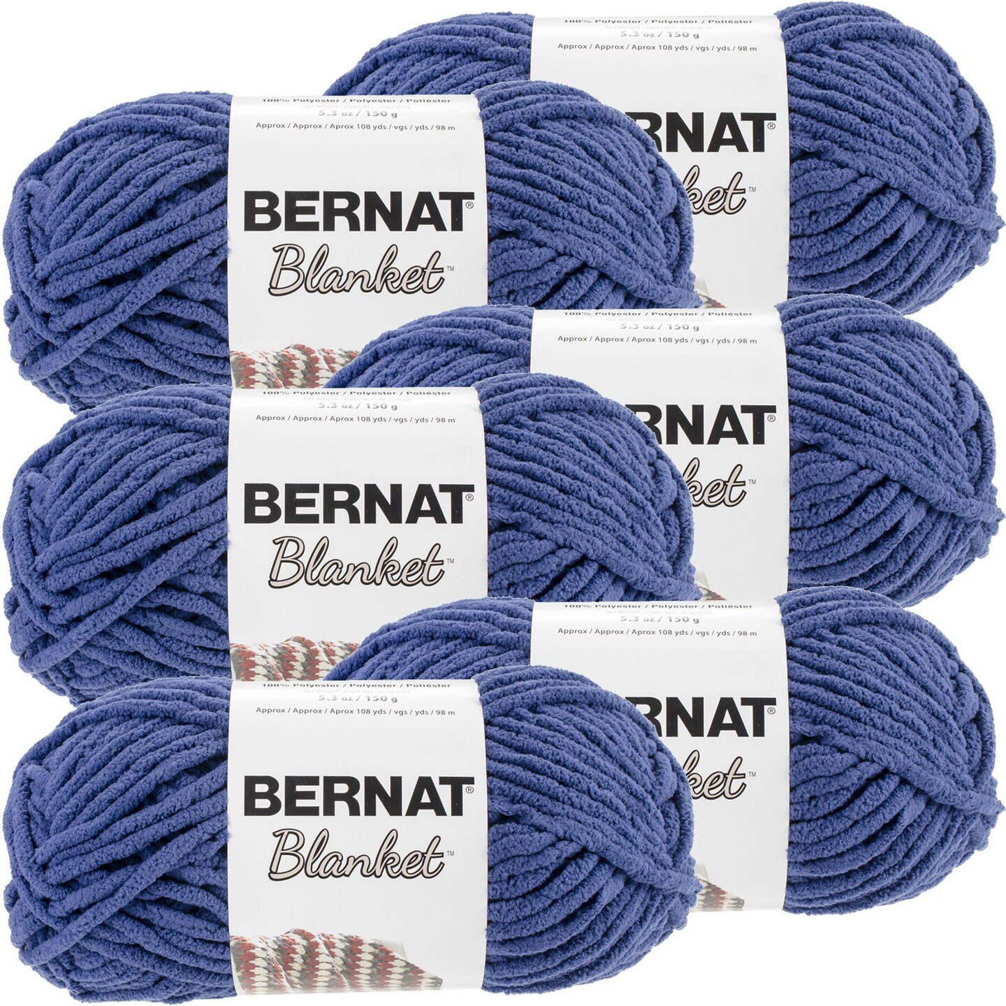 Multipack of 6 Bernat Blanket YarnNavy Michaels