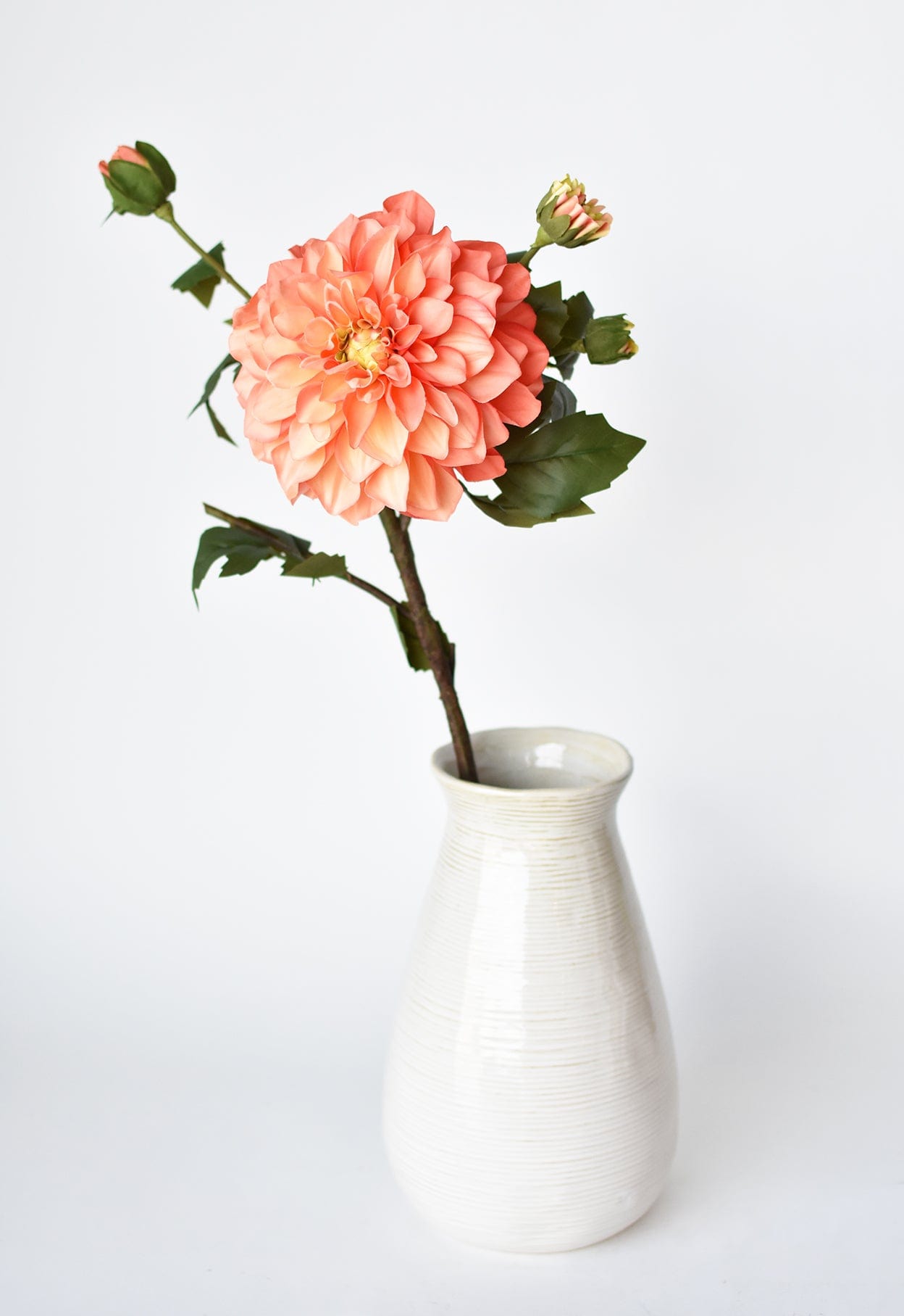 23.5&#x22; Faux Coral Dahlia w/Bud Stem