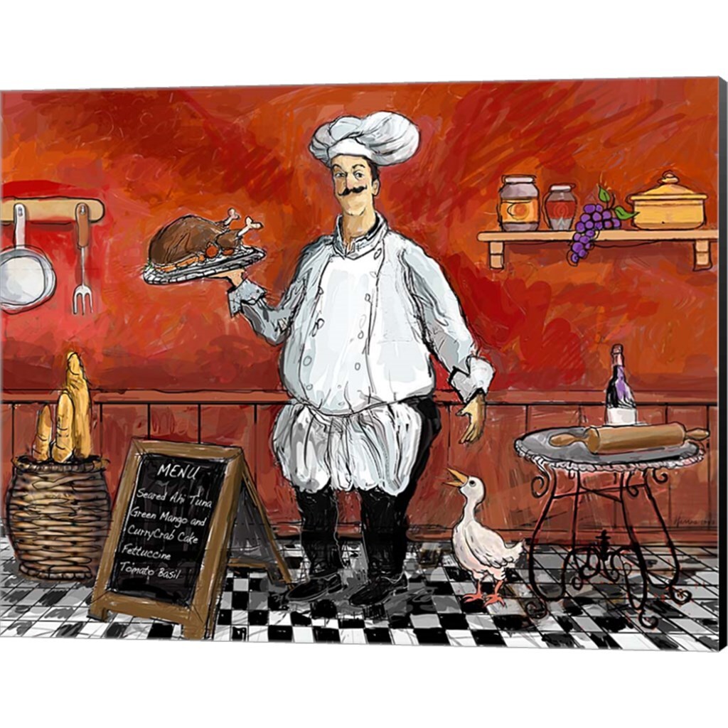 Eat Drink Love &#x26; Shrimp Chef by Frank Harris 15&#x22; x 12&#x22; Canvas Wall Art (Set of 2)