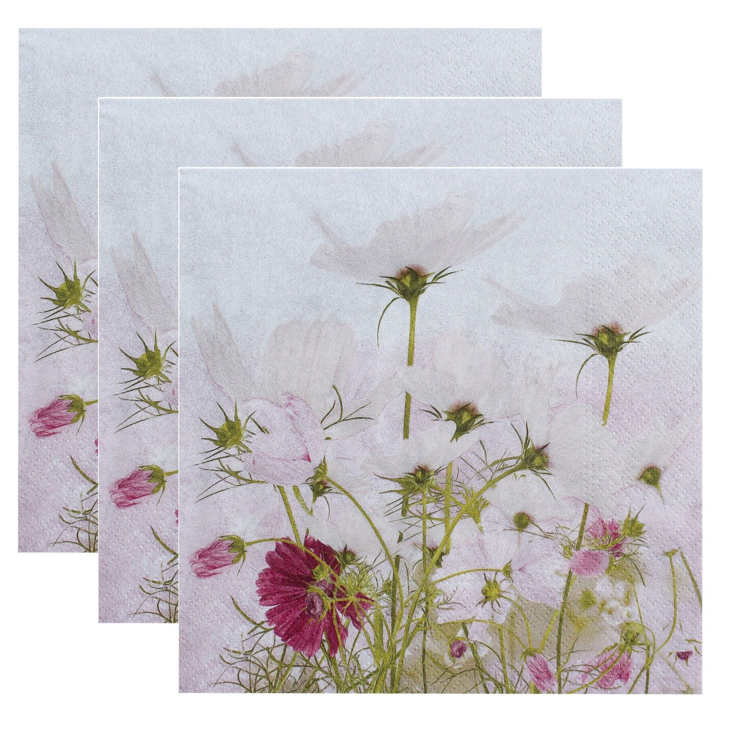 Pack of 3 - Little Birdie Decoupage Napkin 12&#x22;X12&#x22;-Cosmos Meadow