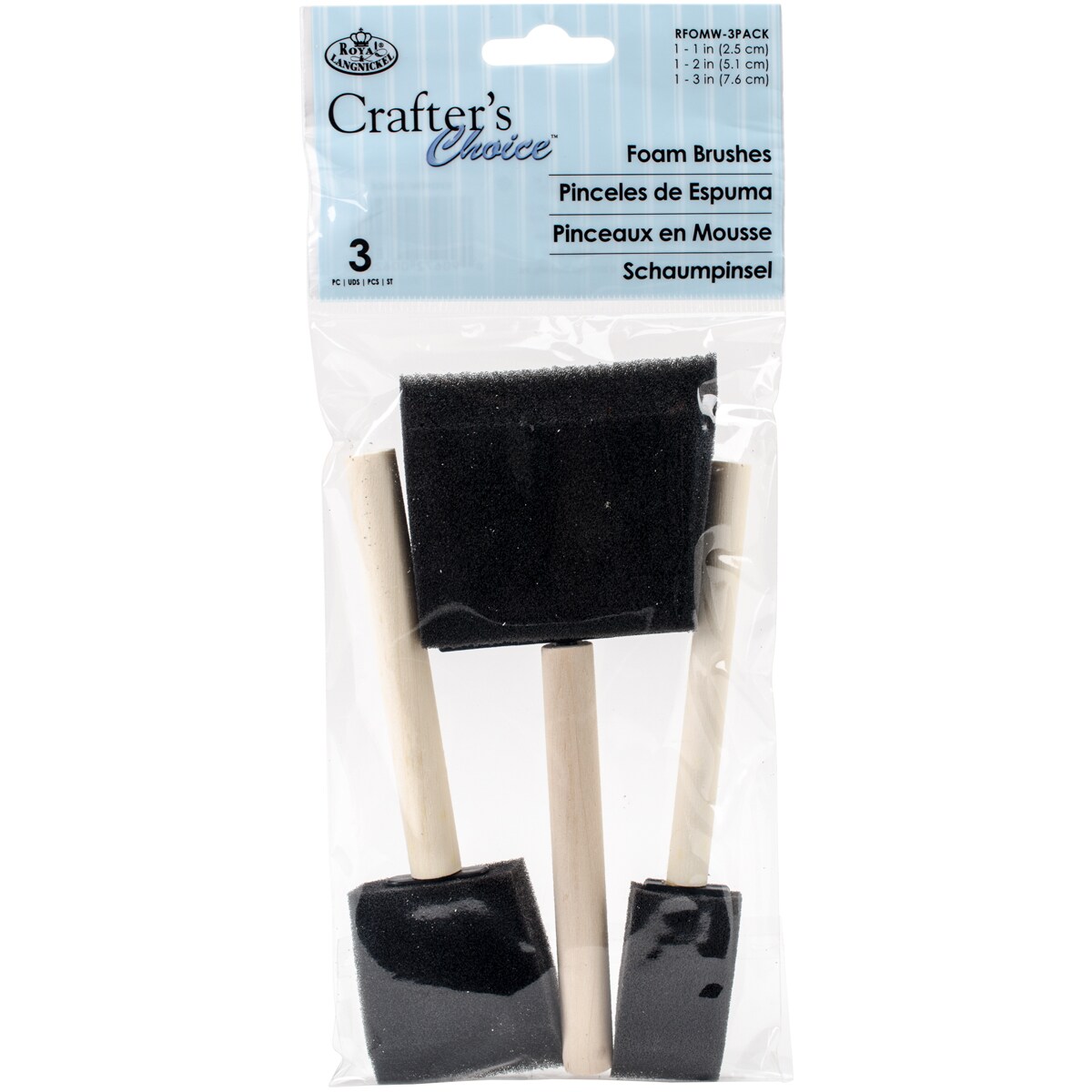 Multipack of 12 - Crafter's Choice Foam Brushes 3/Pkg-1", 2" & 3" Widths
