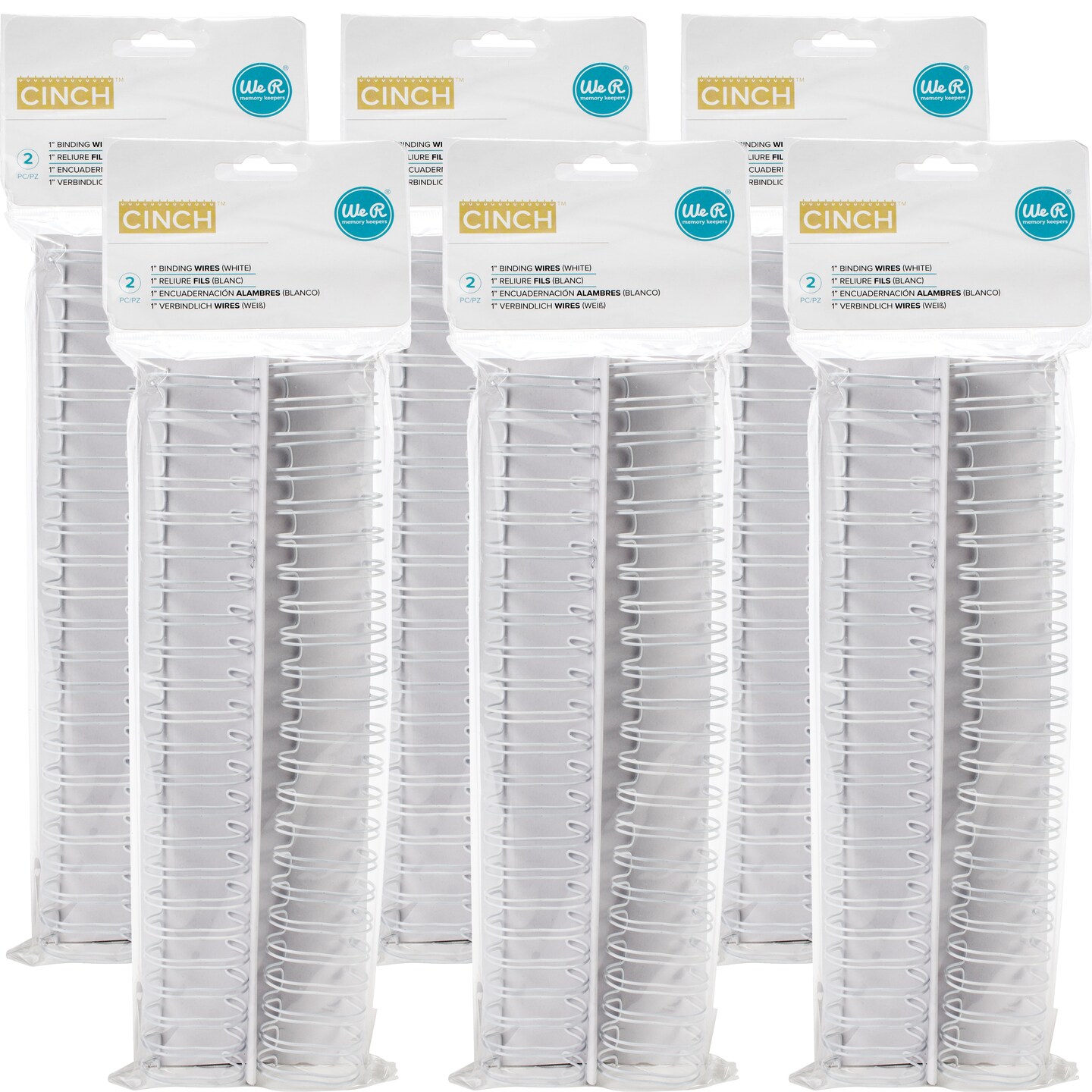 Multipack of 6 - Cinch Wires 1&#x22; 2/Pkg-White