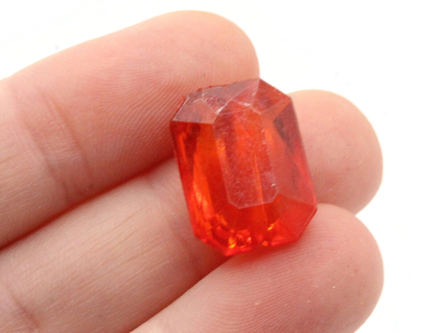 12 18mm Red Acrylic Gems - Rectangle Jewel Beads