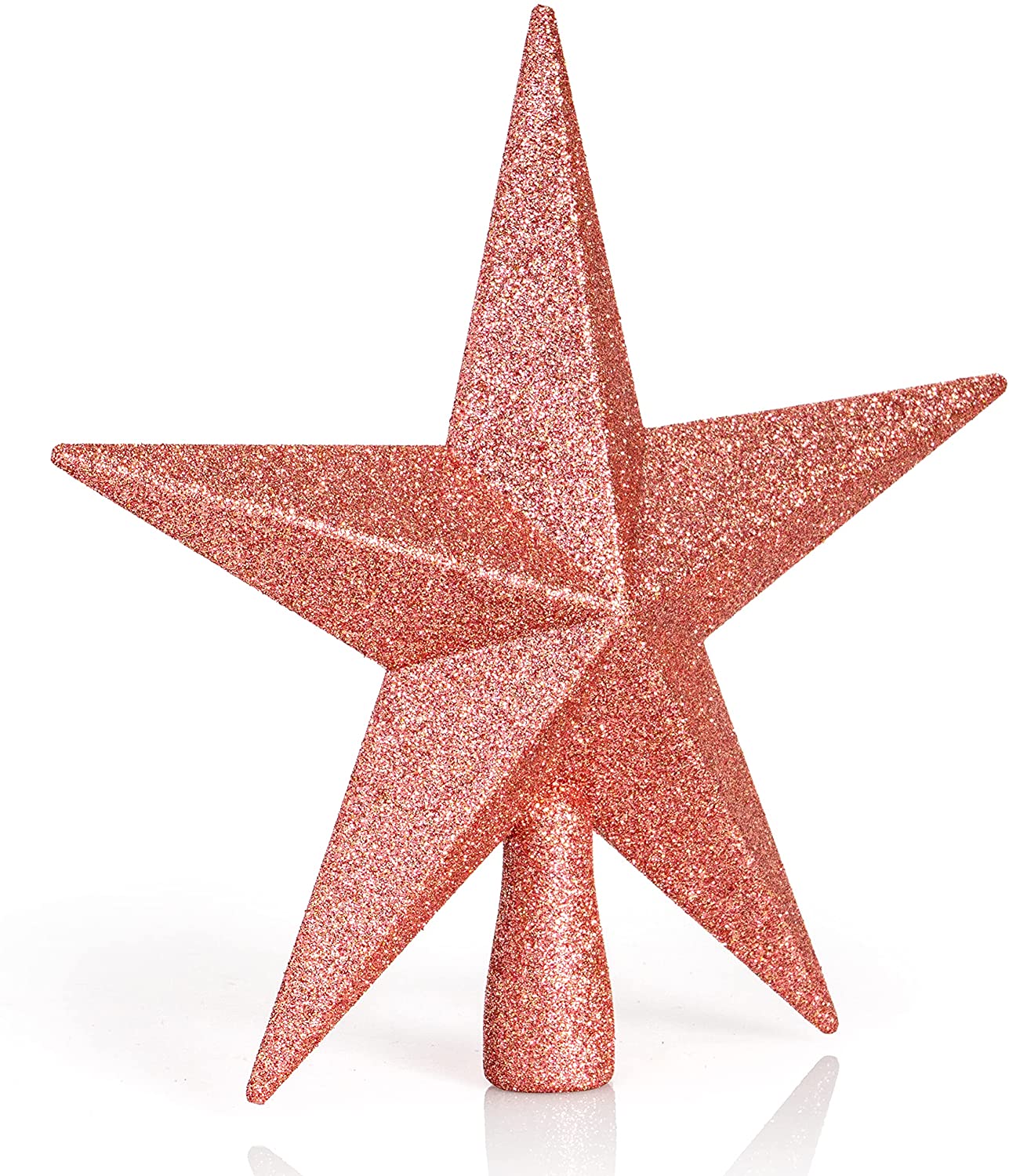 Ornativity Glitter Star Tree Topper - Christmas Rose Gold Decorative Holiday Bethlehem Star Ornament