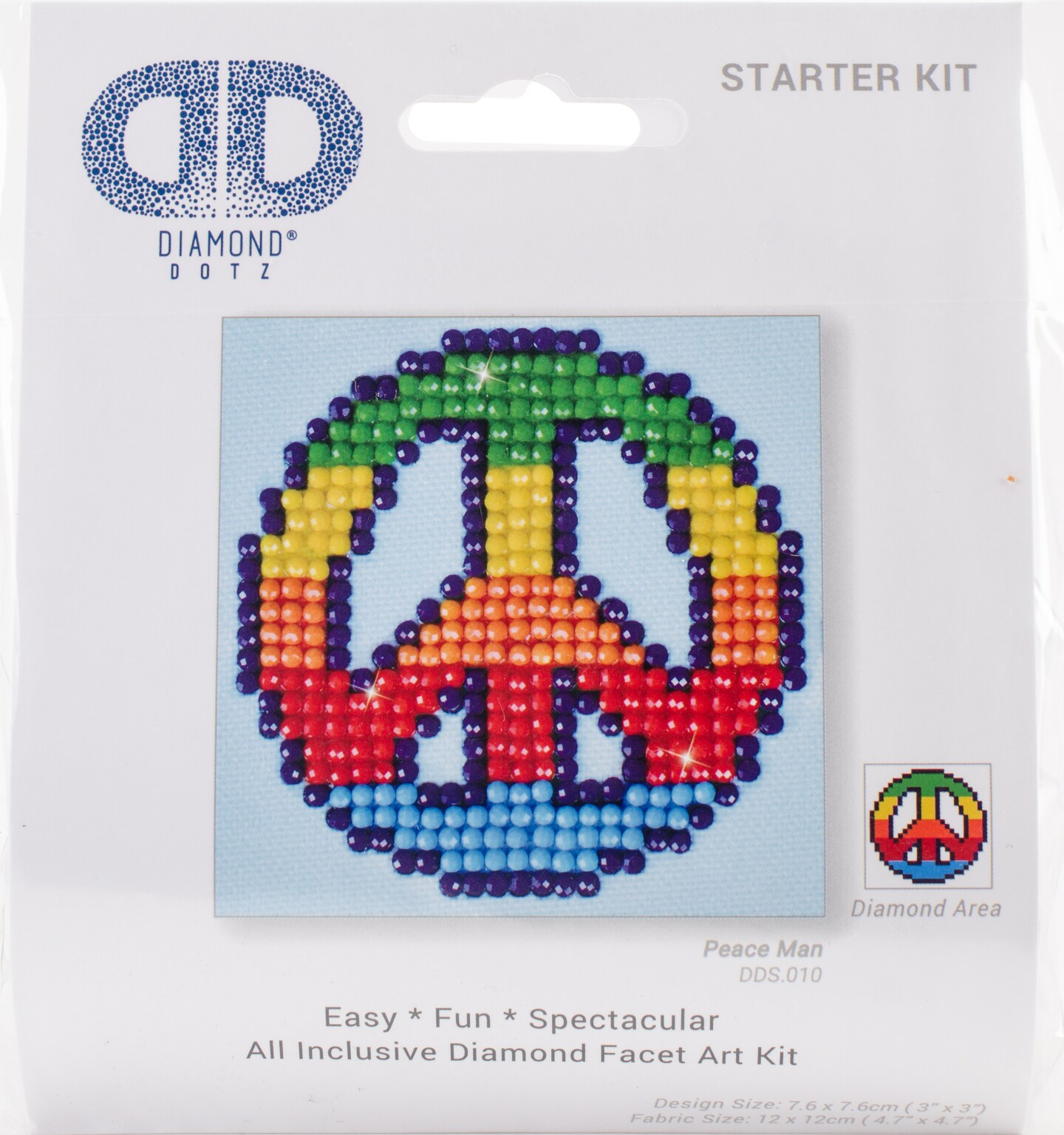 Diamond Dotz Starter Diamond Art Kit 3&#x22;X3&#x22;-Peace Man