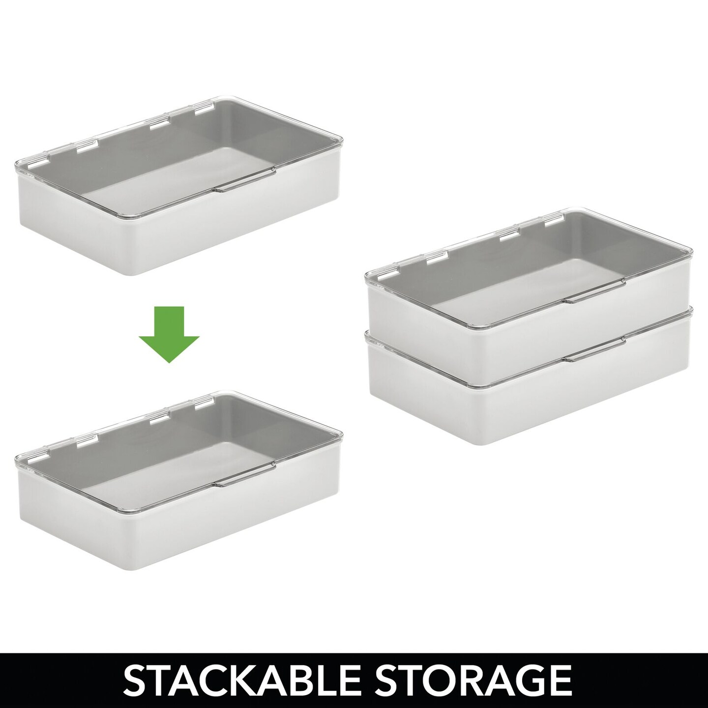 mDesign Stackable Plastic Craft, Sewing Storage Box, 2 Pack + 32 Labels