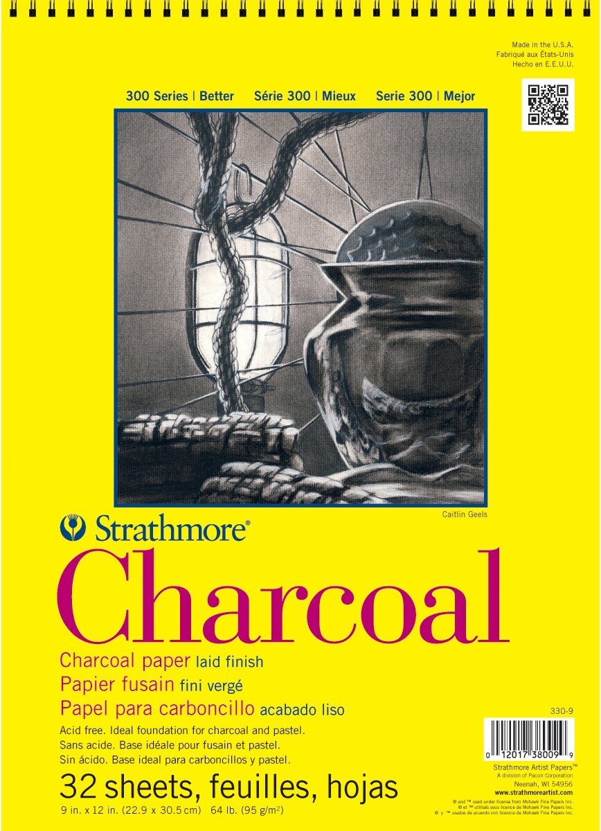 Multipack of 12 - Strathmore Charcoal Spiral Paper Pad 9"X12"-32 Sheets