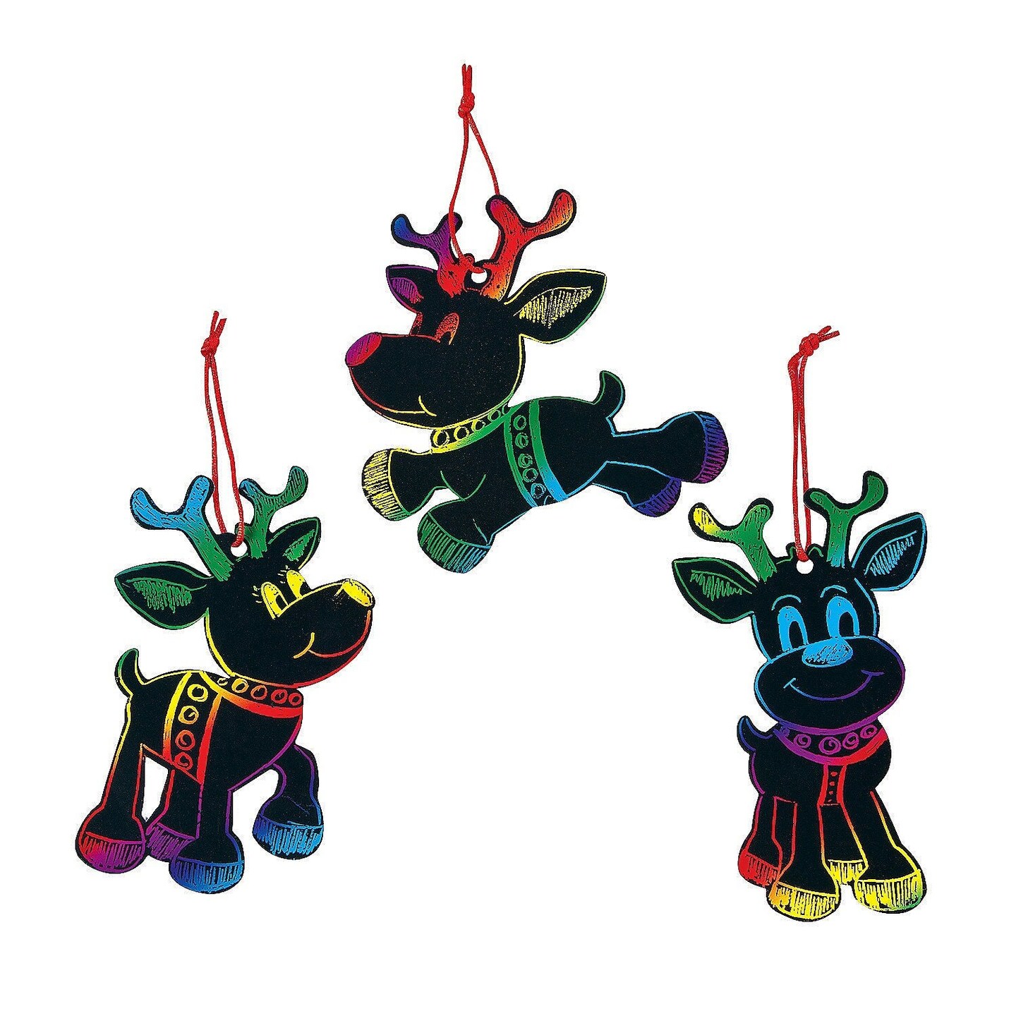Magic Color Scratch Reindeer Christmas Ornaments (24 Pcs) - Crafts for Kids & Ornament Crafts
