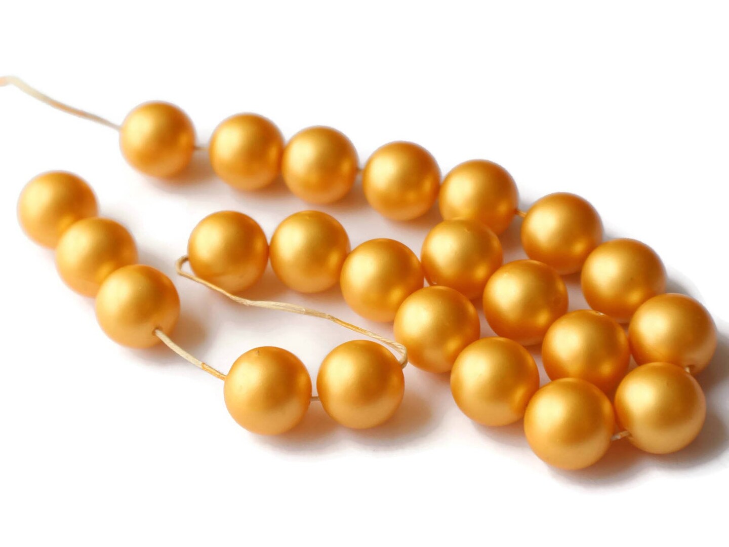 23 14mm Golden Yellow Faux Pearl Beads Vintage New Old Stock Plastic Pearls