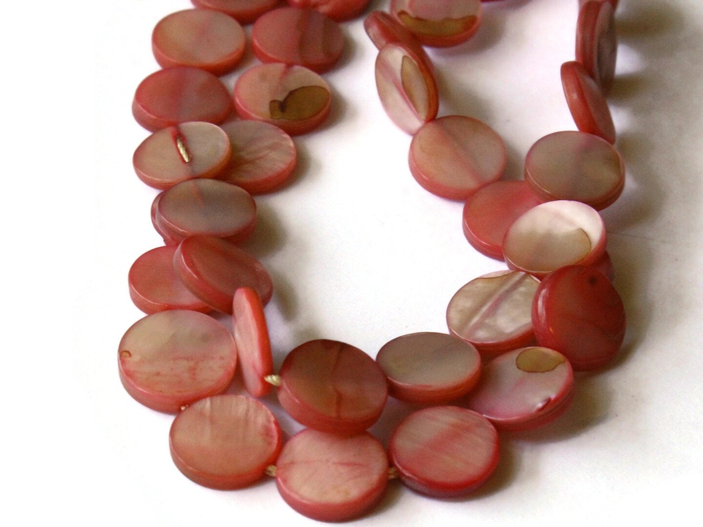 10mm Red Mother of Pearl Coin Beads Seashell Beads Loose Dyed Red Shell Beads