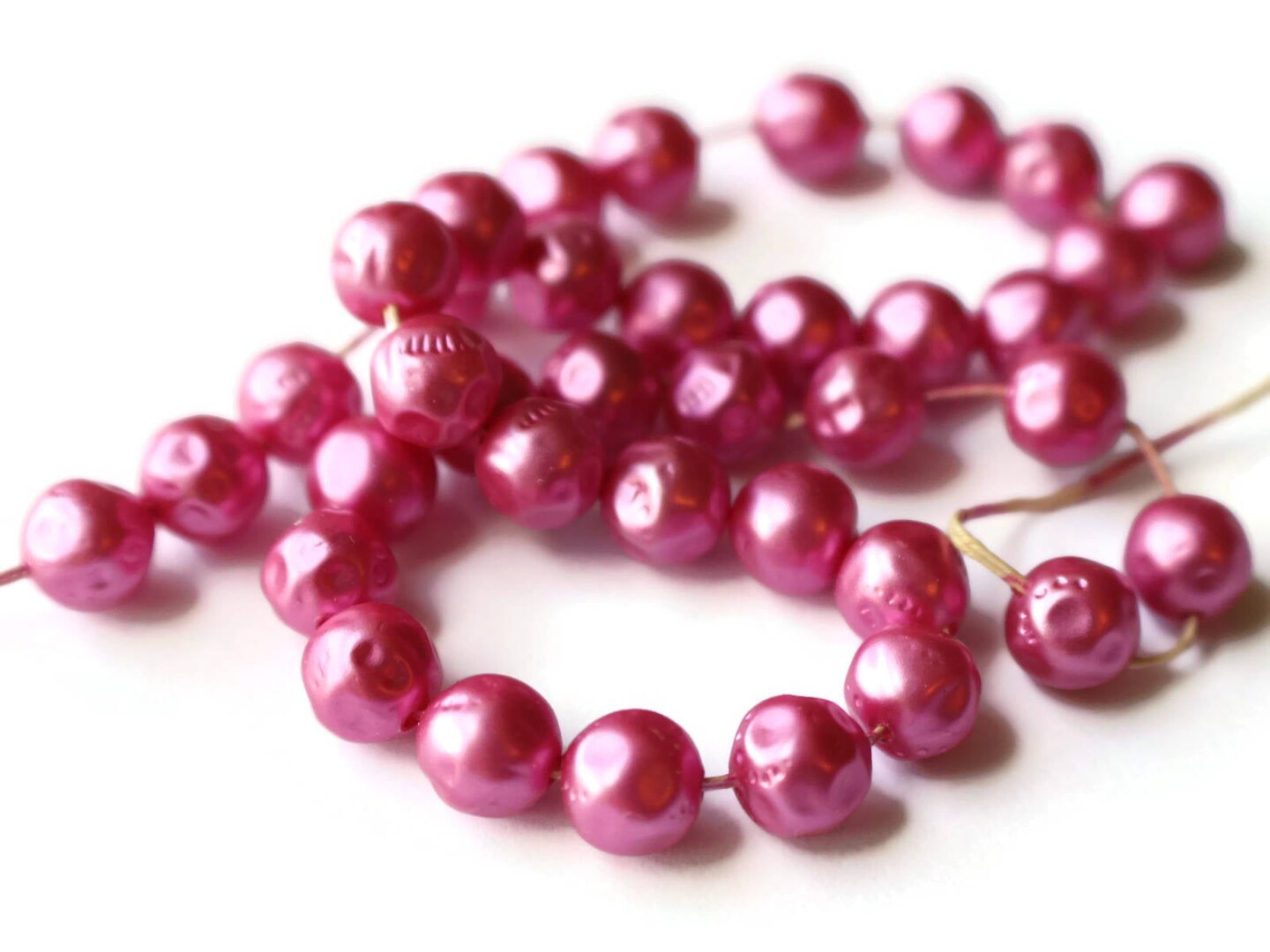 7mm Round Pink Vintage Plastic Pearl Beads Baroque Faux Pearls