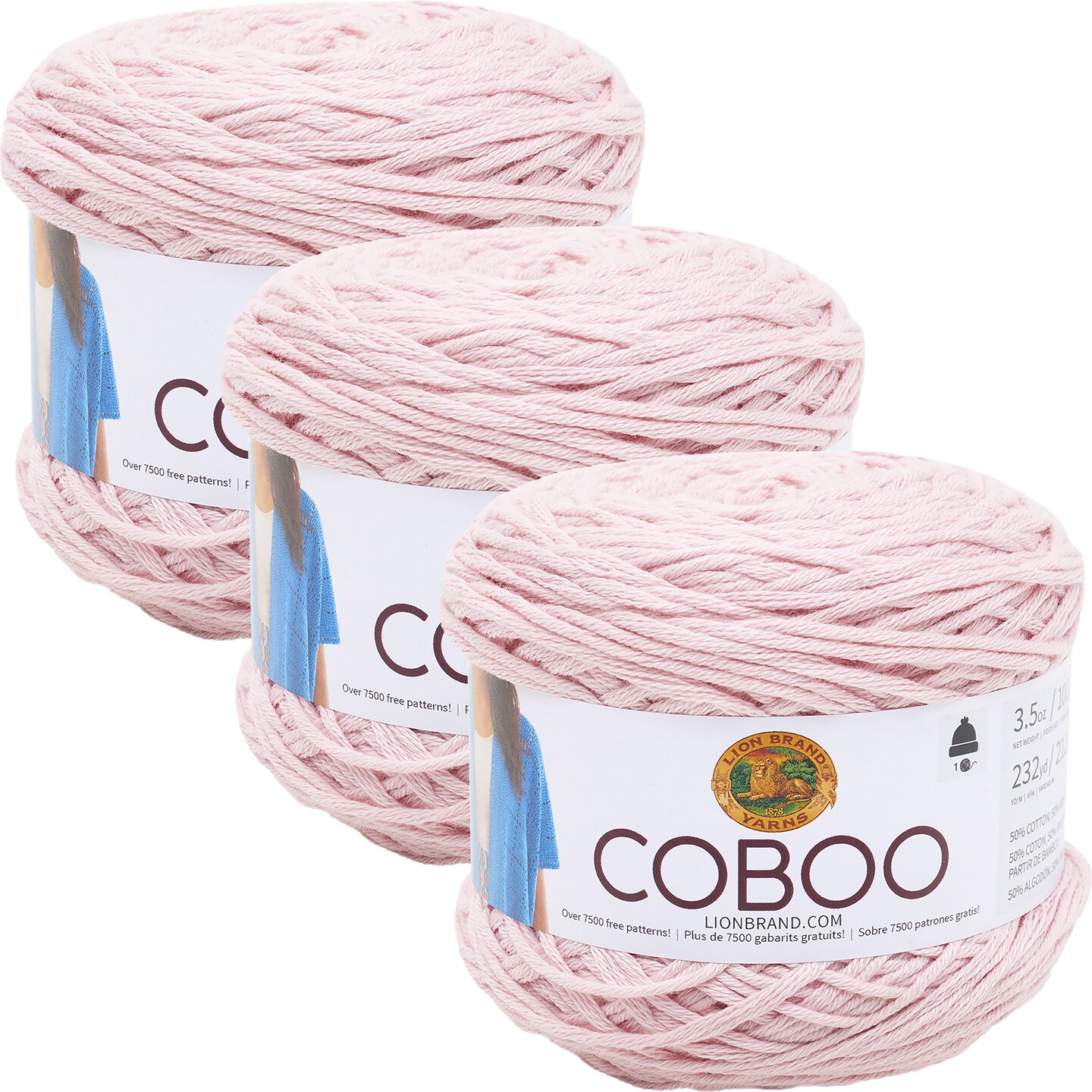 (3 Pack) Lion Brand Coboo Yarn - Pink