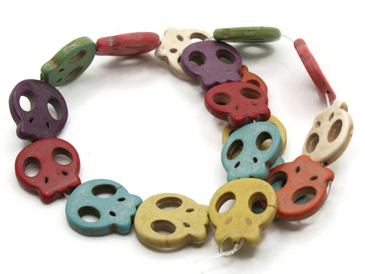 18 21mm Howlite Flat Skull Stone Dyed Mixed Color Beads | Michaels
