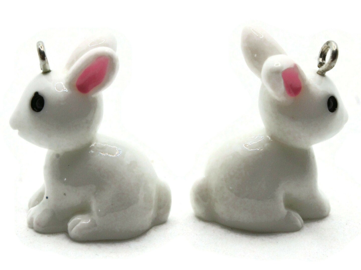 2 29mm White Resin Rabbit Charms