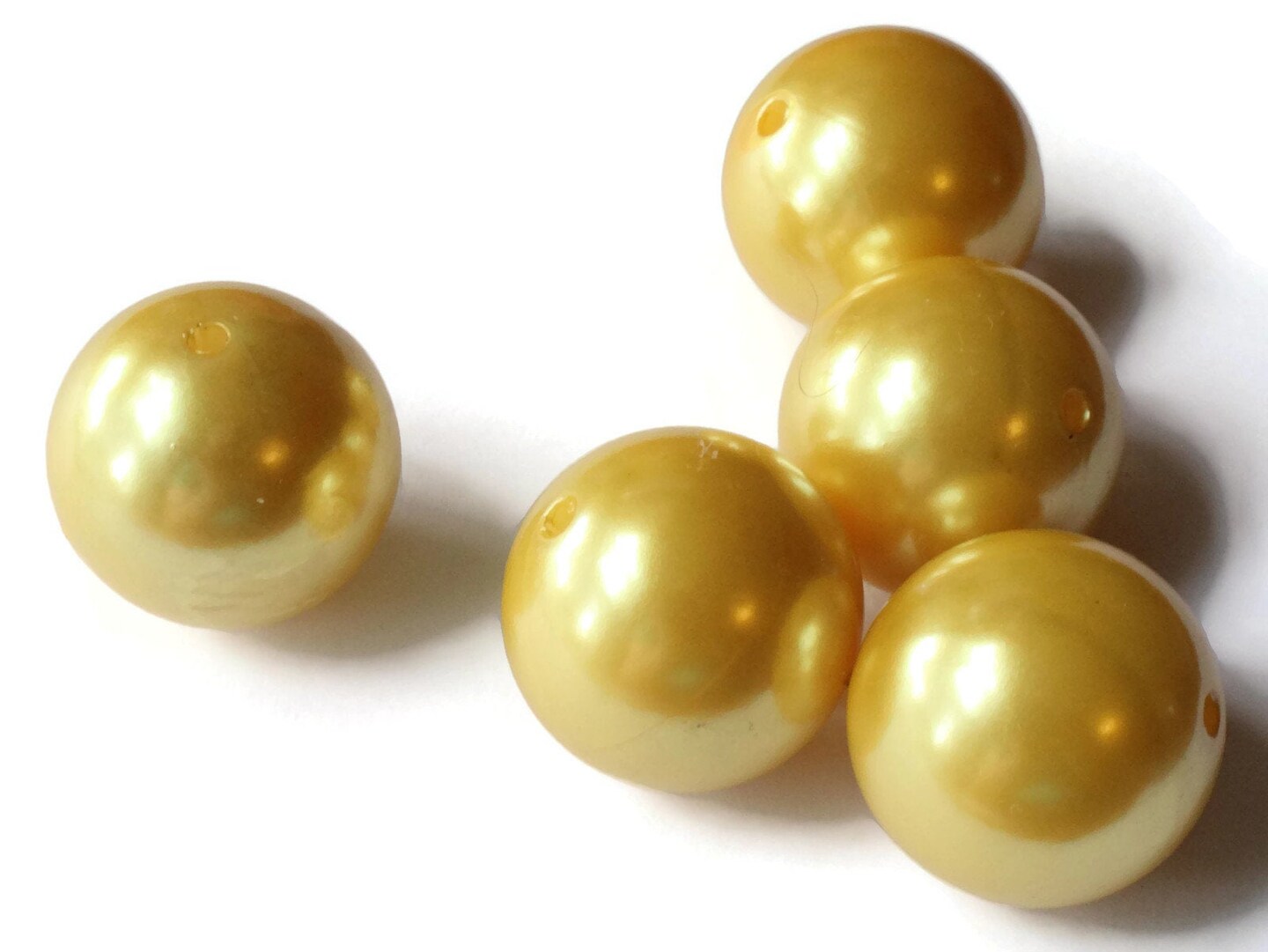 5 26mm Round Yellow Pearls Plastic Faux Pearl Beads