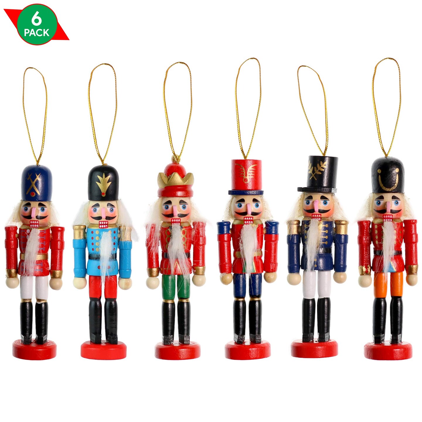 Ornativity Nutcrackers Hanging Ornament Figures - Christmas Mini Wooden King and Soldier Nutcracker