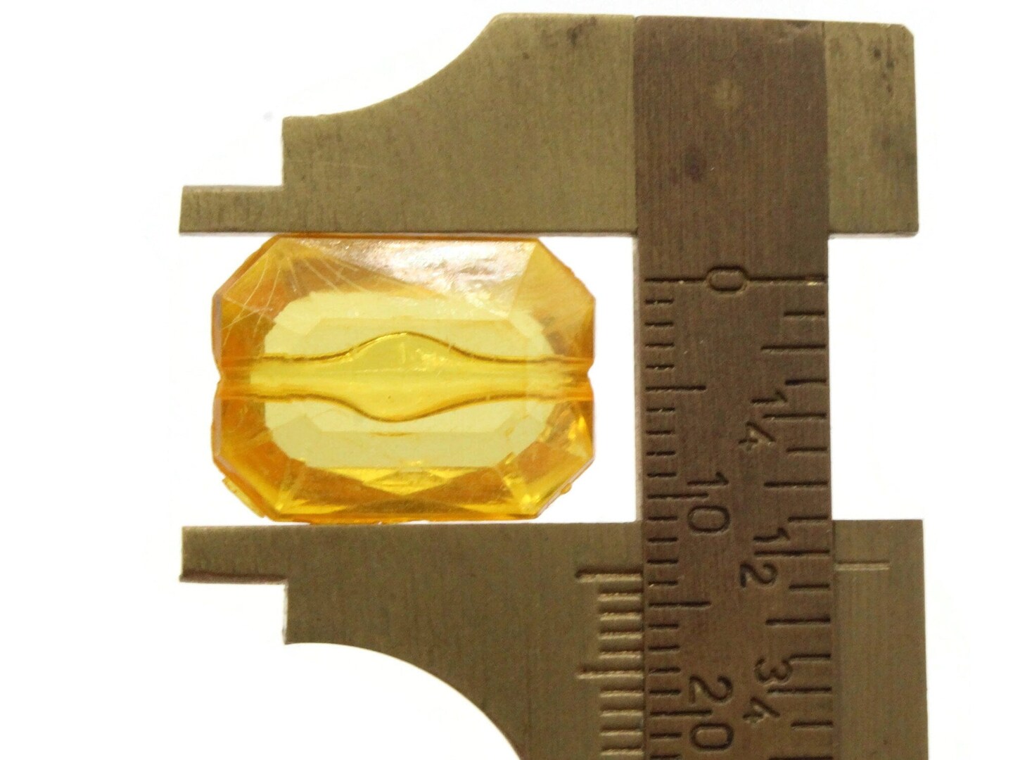 12 18mm Yellow Acrylic Gems - Rectangle Jewel Beads