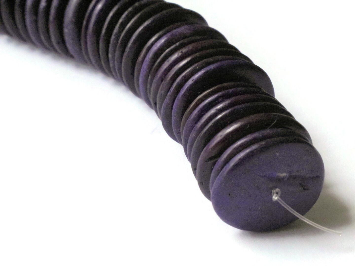 25 20mm Dark Purple Wood Beads Vintage Flat Disc Wooden Beads