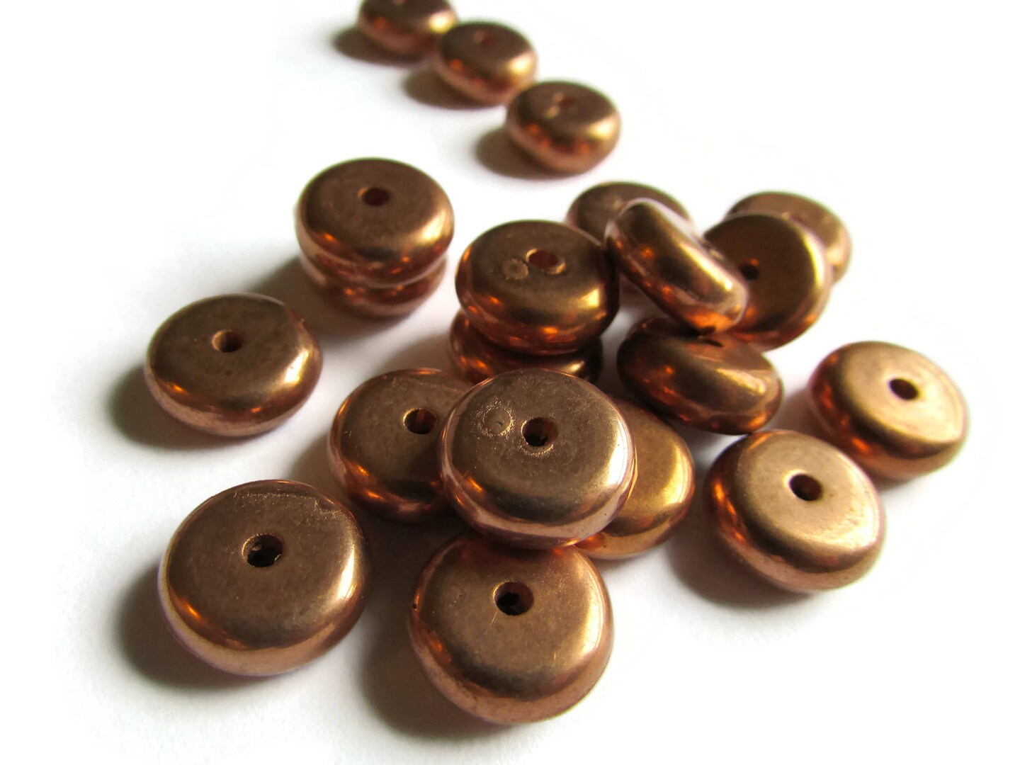 20 12mm Vintage Red Copper Rondelle Beads Copper Plated Plastic Disc ...