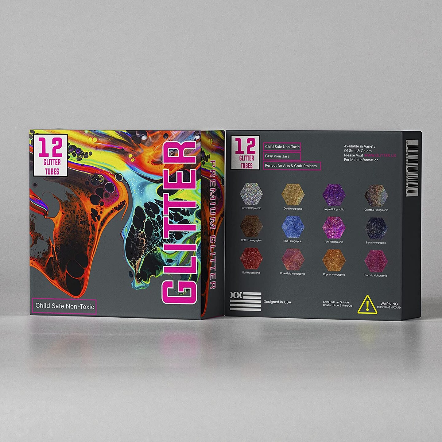 12 Glitter Tube Craft Box (0.34oz/9.6g) All-Purpose Ultrafine Glitter for Arts and Crafts, DIY Scrapbooks, Slime, Epoxy Resin, Kids Schools, Cosmetic, Nail Design, Shaker Tubes- PACK 1