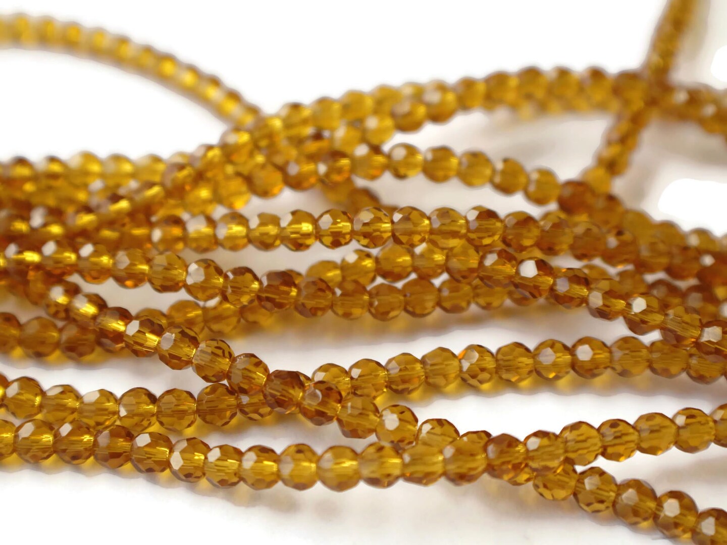 4mm Brown Faceted Round Glass Beads