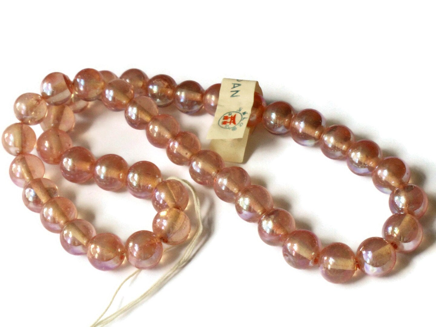 42 10mm Round Pink Glass Beads Vintage Made in Japan Glass Beads