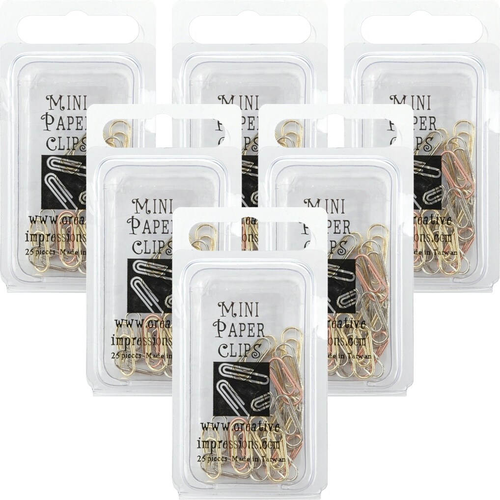 Multipack of 6 - Mini Metal Paper Clips .5&#x22;X.25&#x22; 25/Pkg-Silver, Copper &#x26; Brass