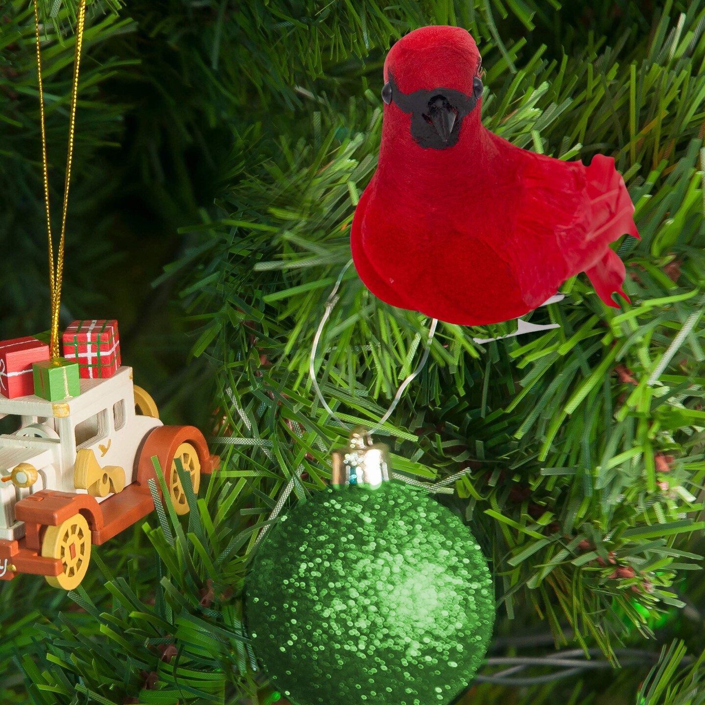 Ornativity Red Cardinal Bird Clips - Christmas Holiday Red Birds Cardinal Tree Ornaments with Clips for Attachment - Pack of 2