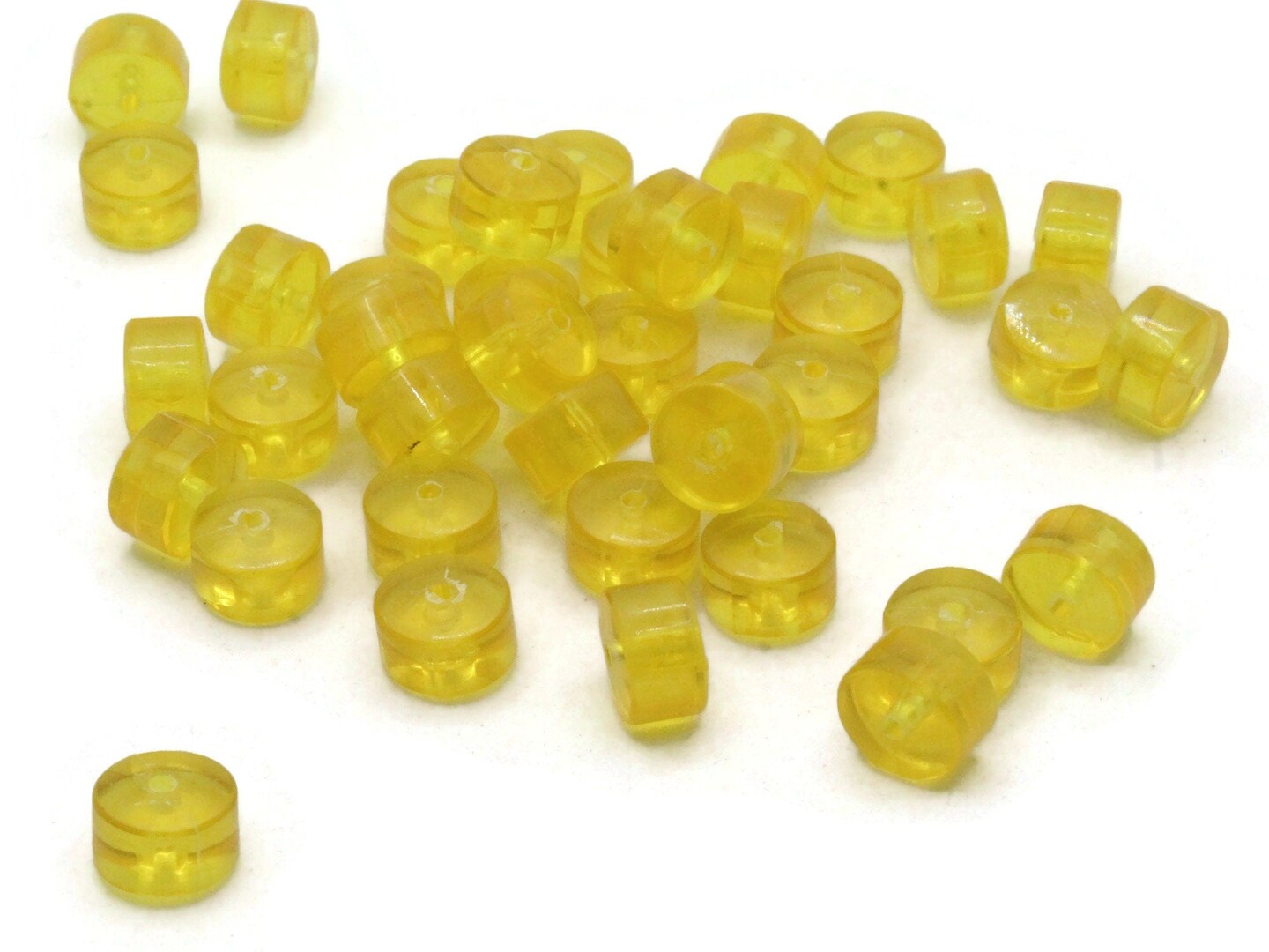 40 10mm Clear Yellow Disc Vintage Plastic Beads