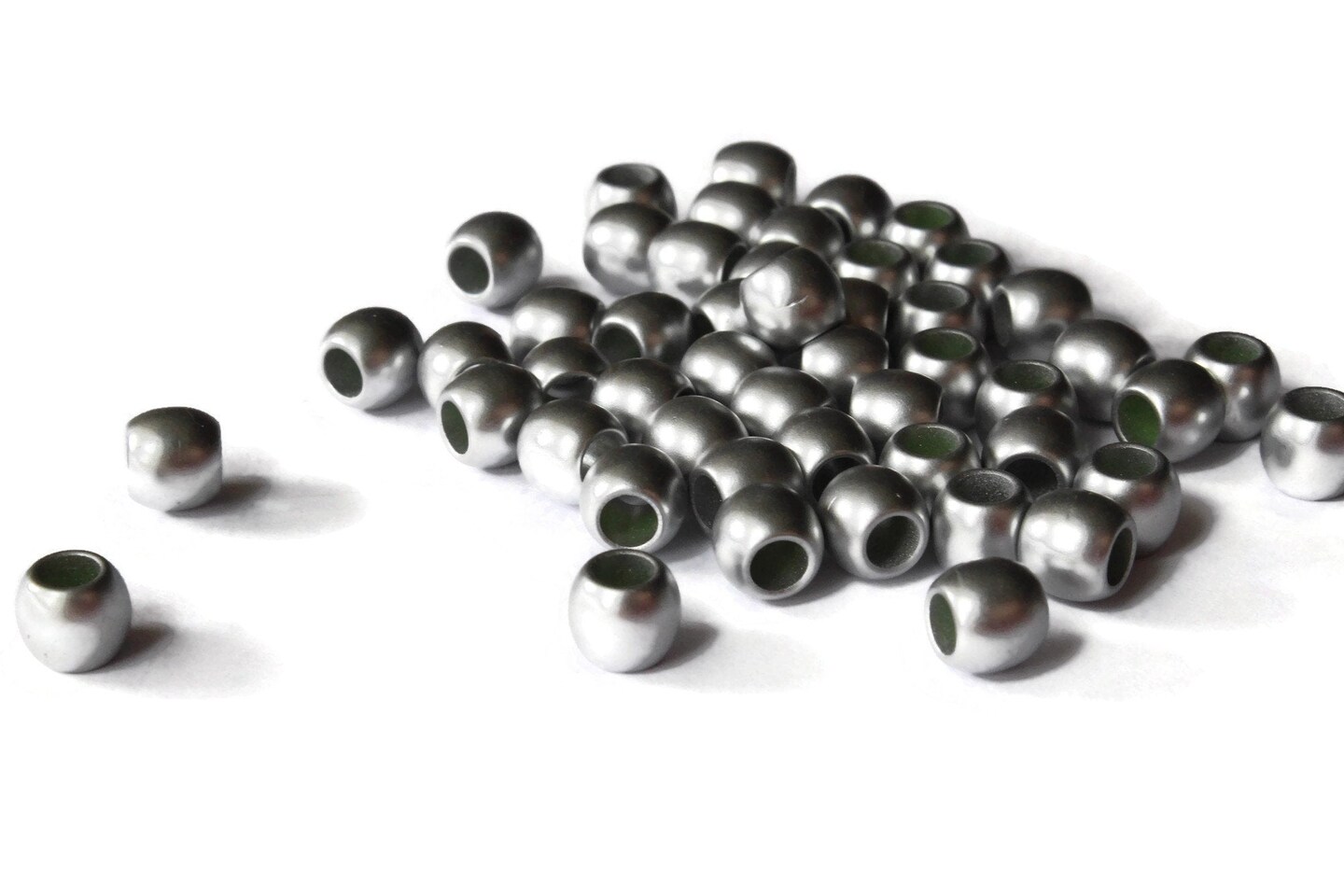 50 9mm Silver Acrylic Beads Tube Beads to String Large Hole Beads